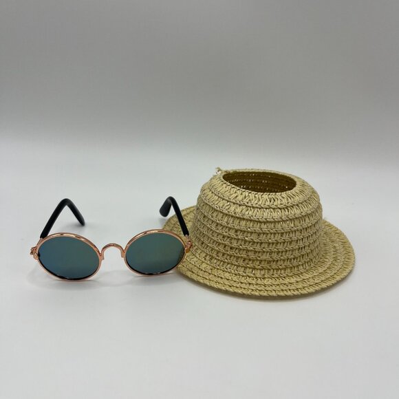 2 Pcs Plush Accessories: Knitted Hats, Glasses, Summer Vacation Outfits - Picture 5 of 6